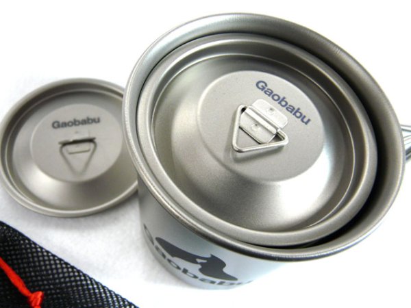 画像2: ガオバブ(Gaobabu)☆Gaobabuチタンマグカップ 300ml&400mlのセット(フタ・メッシュ袋付) (2)