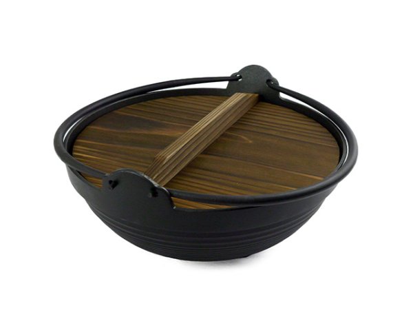 画像2: Gaobabu☆囲炉裏吊り鍋フッ素22cm木蓋付(アルミ製3層フッ素加工) ※ 日本製 (2)