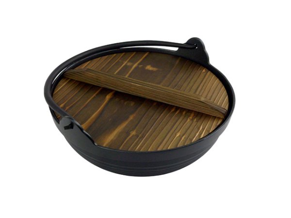 画像2: Gaobabu☆囲炉裏吊り鍋フッ素24cm木蓋付（アルミ製3層フッ素加工）　※ 日本製 (2)