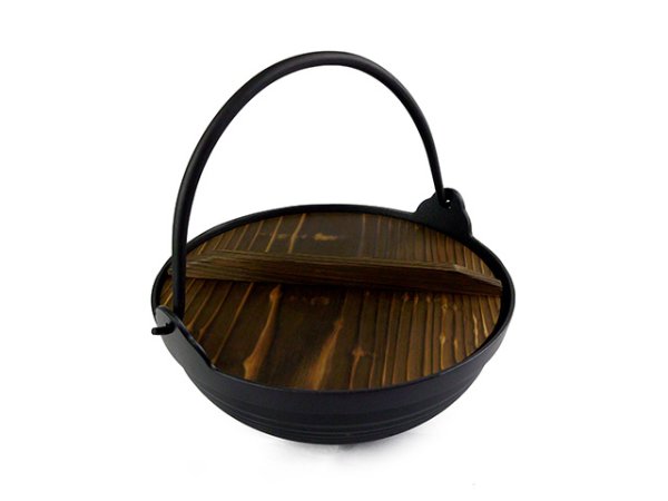 画像4: Gaobabu☆囲炉裏吊り鍋フッ素24cm木蓋付（アルミ製3層フッ素加工）　※ 日本製 (4)