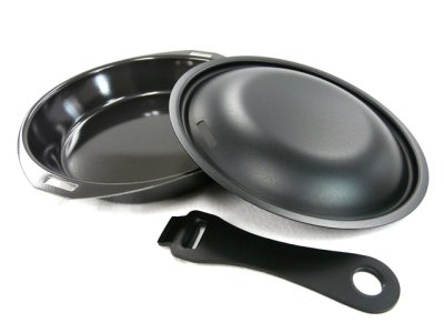 画像1: パール金属☆ラクッキング 鉄製蓋・ハンドル付丸型グリルパン16cm HB-1951