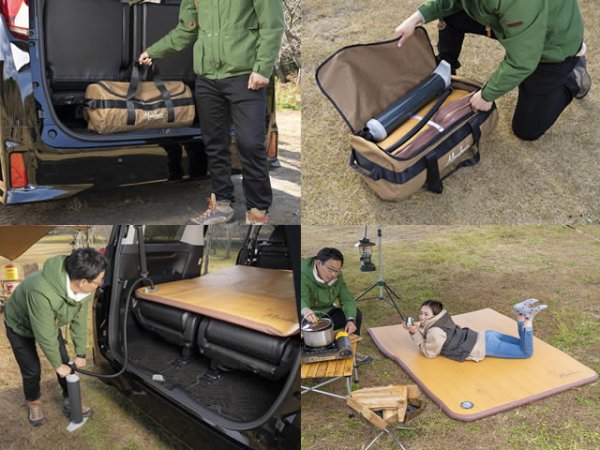 画像6: マルビーレ （MAULBEERE）☆かんたん車中泊ベッドキット 黒木目 【OA007-01-02】 軽自動車/普通車に最適なサイズ【お取り寄せ商品】【同梱発送不可】 (6)